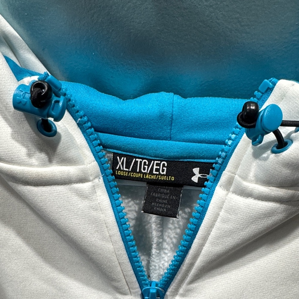 Under Armour Mens XL White Hoodie jacket brand new never worn with Blue Logo - Picture 9 of 9